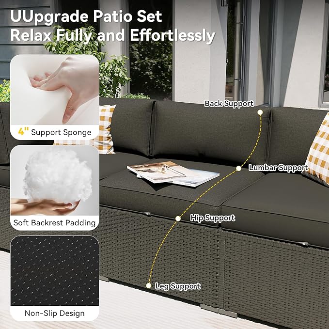 Aoxun Patio Furniture Set with Fire Pit Table, 12 Piece Outdoor Sectional Sofas