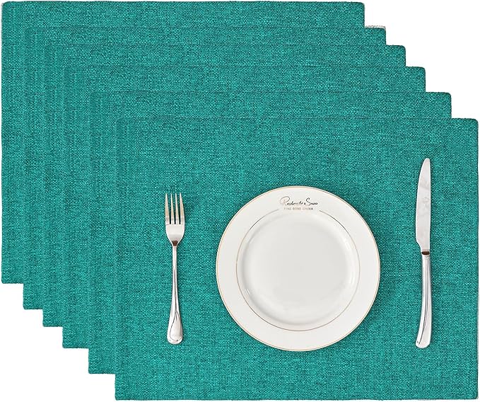 BALCONY & FALCON Placemats Set of 6 Faux Linen Cloth Place Mats Washable