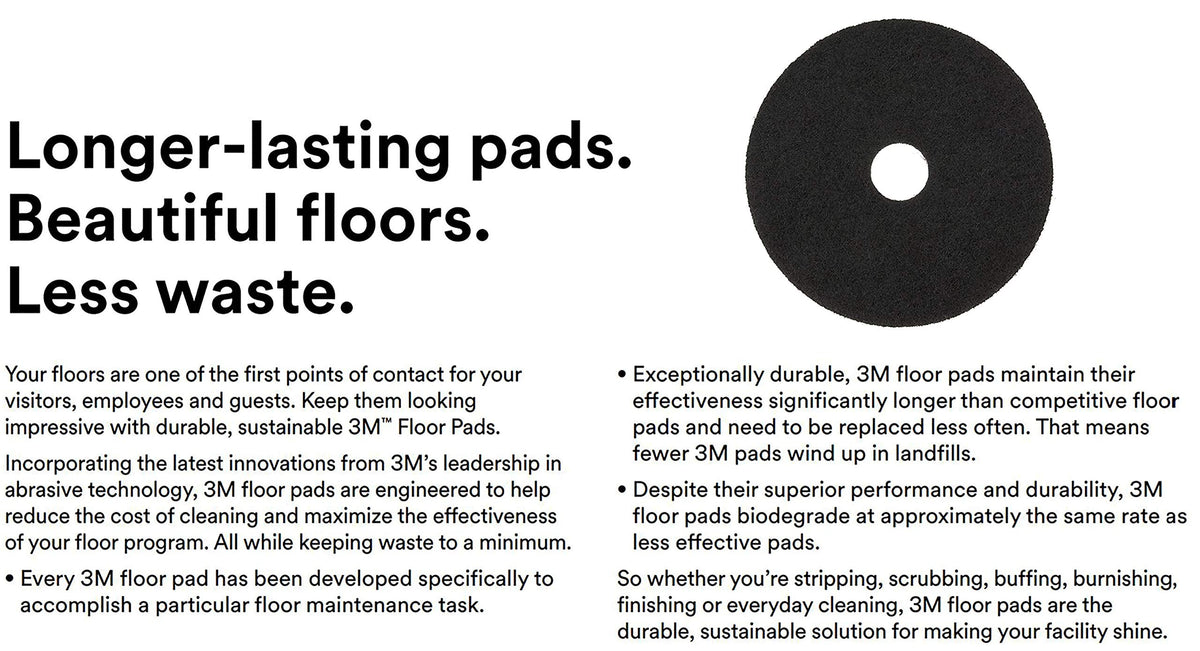 3M Black Stripper Pad 7200, 13" Floor Care Pad (Case of 5)