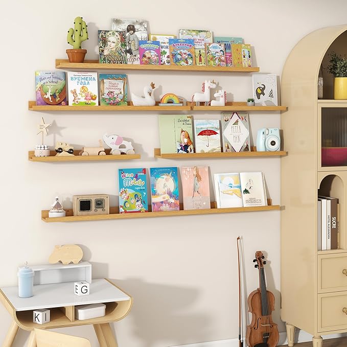 Fun Memories Picture Ledge Shelves Set of 2, 48 Inch Rustic Wall Mounted