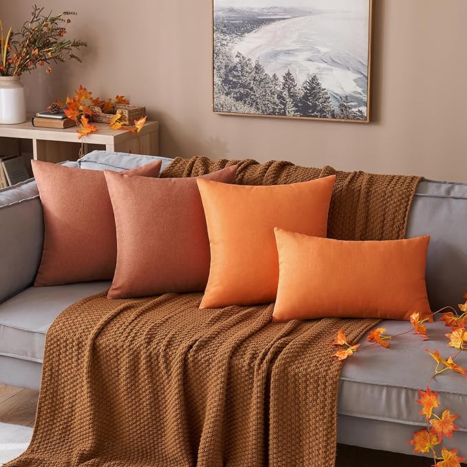 MIULEE Pack of 2 Decorative Outdoor Solid Waterproof Throw Pillow Covers Euro