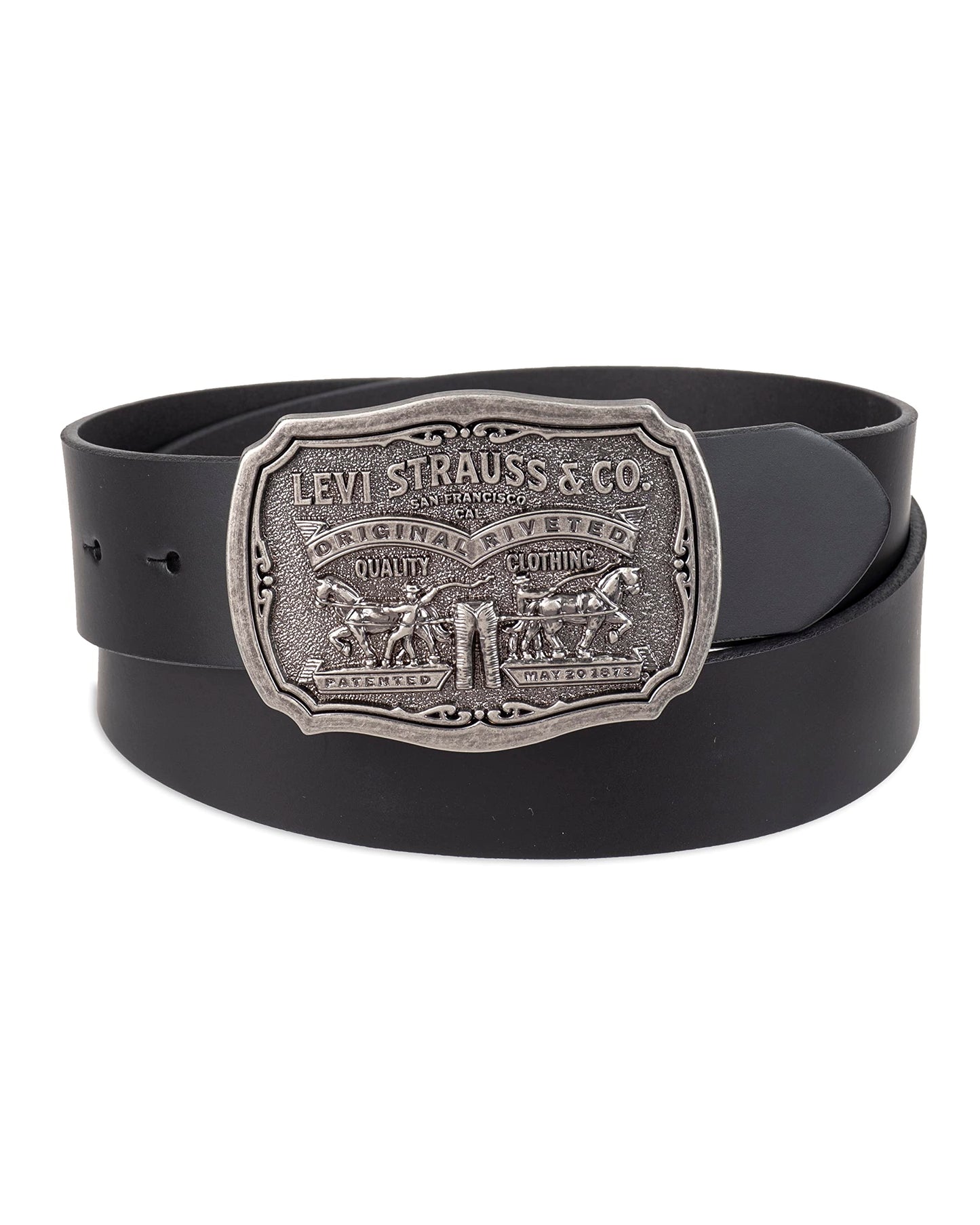 Levi's Men's Leather Belt With Antiqued Buckle,Black,40
