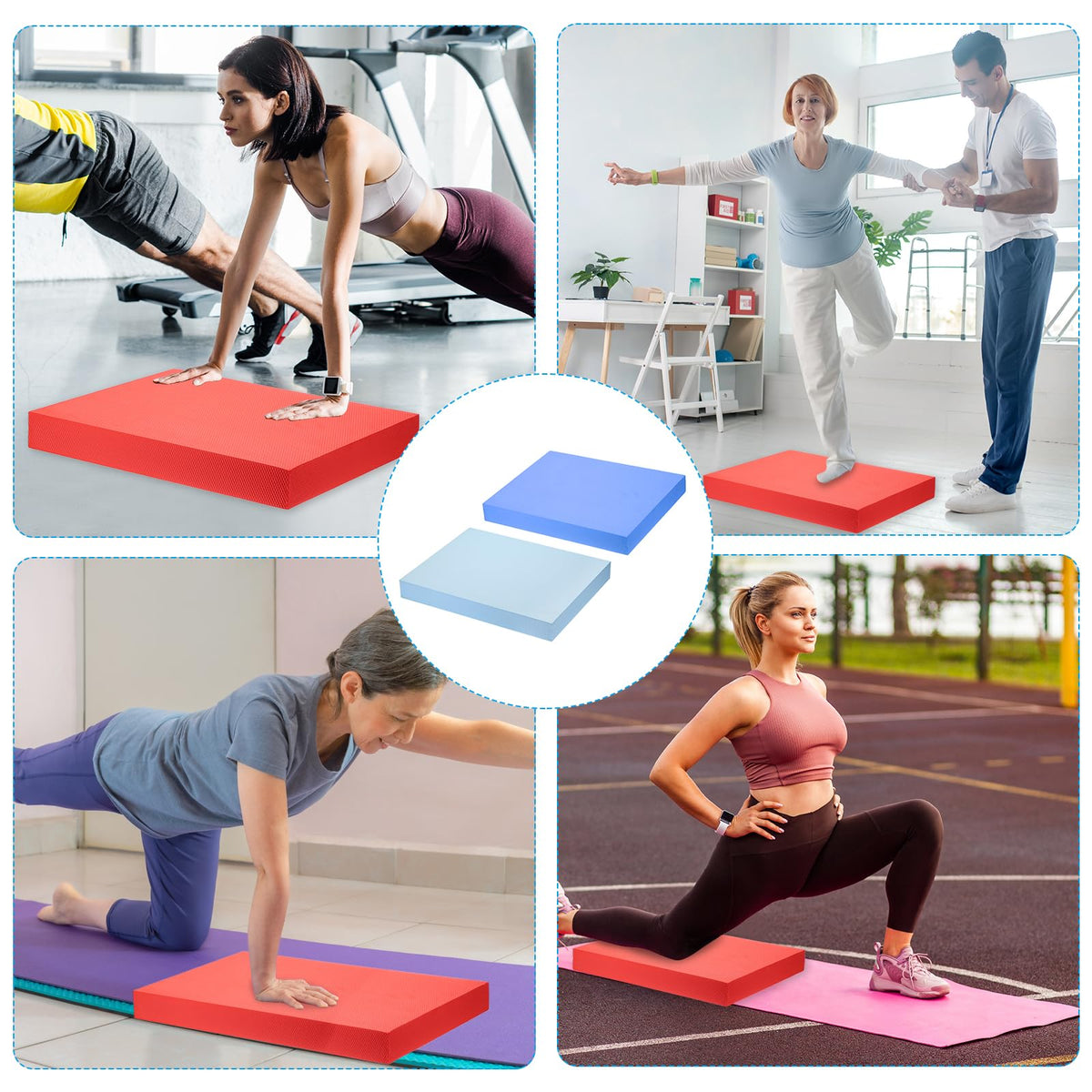 PATIKIL Balance Pad 15.7x13x2 Inch, 2 Pack Non-Slip TPE Foam Pad Cushion Exercise Yoga Mat Knee Pad for Fitness Stability Core Training Stretching, Sky Blue/Pale Blue