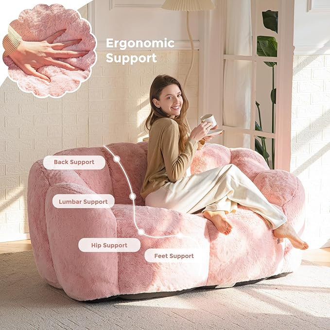 MAXYOYO Bean Bag Chair for Adults, Loveseat Floral Shaped Bean Bag Sofa