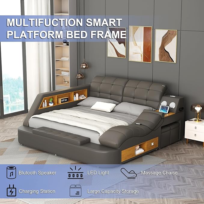 AF ARTISAN FURNITURE Queen Size Smart Multifuncional Bed Frame