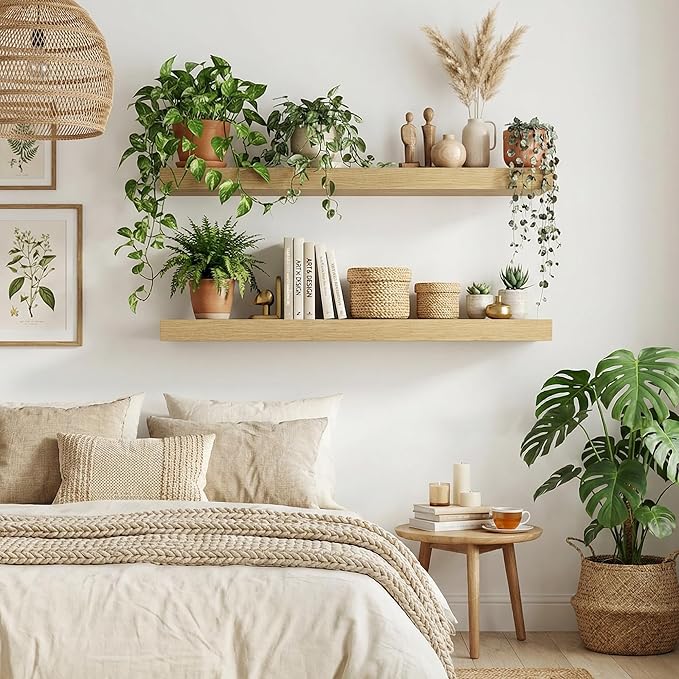 Dreamland Floating Shelves for Wall, 2 Pack Rustic Wooden Wall Shelves