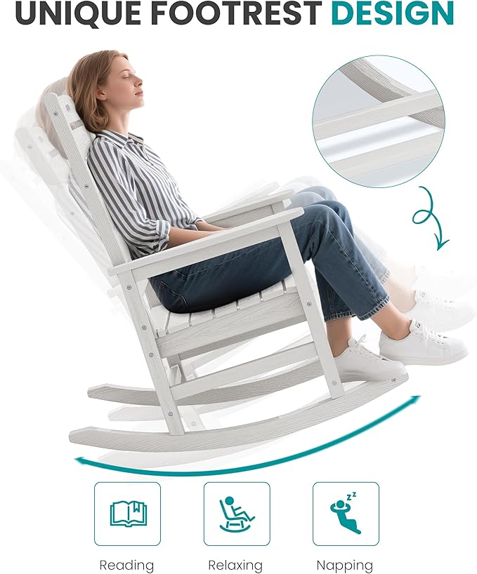 SERWALL Outdoor Rocking Chair Set of 2, Oversized Rocking Chair