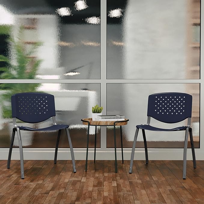 Flash Furniture HERCULES Series 880 lb. Capacity Navy Plastic Stack Chair