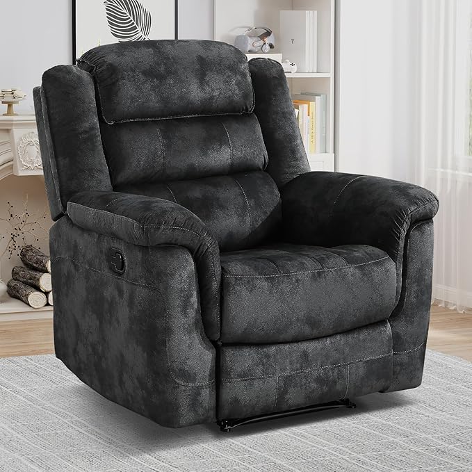 EBELLO Manual Recliner Chair, Soft Fabric Recliner Sofa