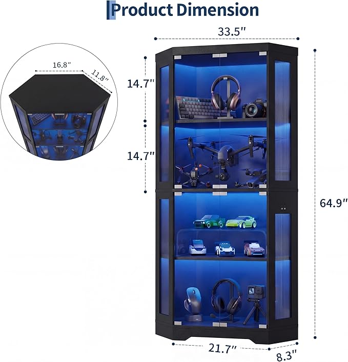 GarveeHome Corner Display Cabinet