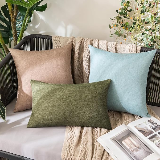 MIULEE Pack of 2 Decorative Outdoor Solid Waterproof Throw Pillow Covers Spring