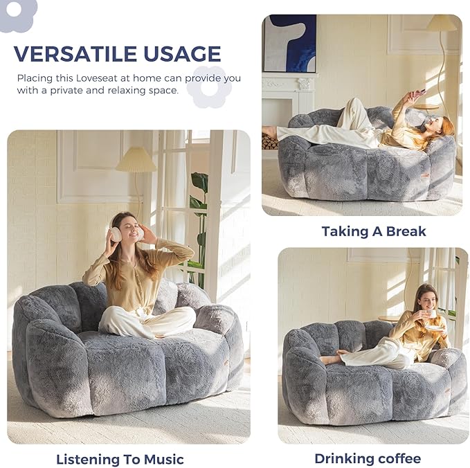 MAXYOYO Bean Bag Chair for Adults, Loveseat Floral Shaped Bean Bag Sofa