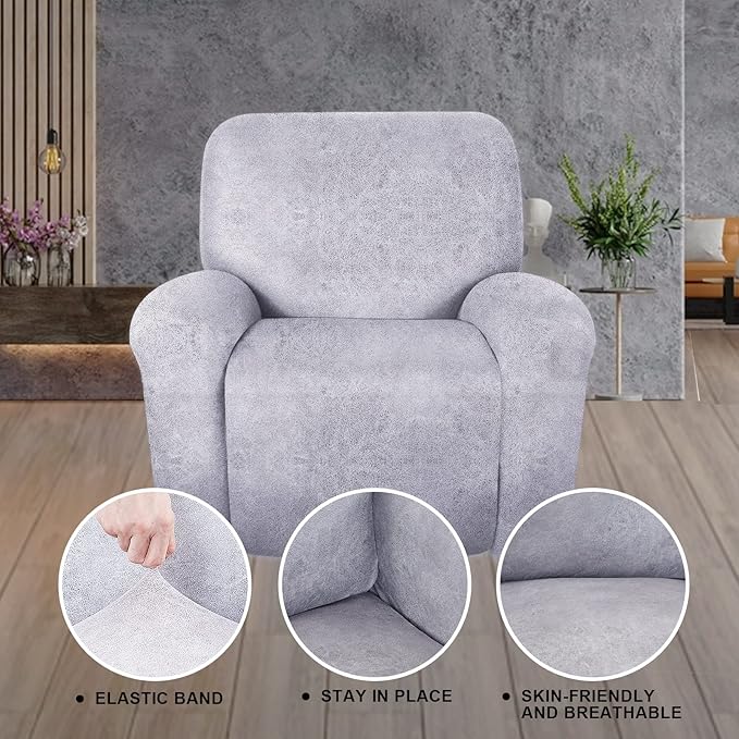 ANARACHON Recliner Chair Covers Leather Like, 4 Pieces Recliner Cover