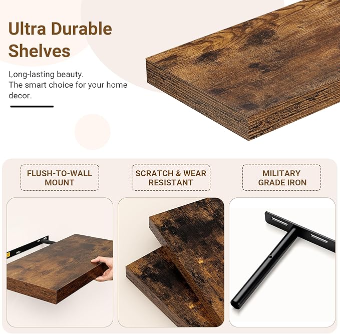 55 Inch Floating Shelves, 12 Inch Deep Floating Shelves