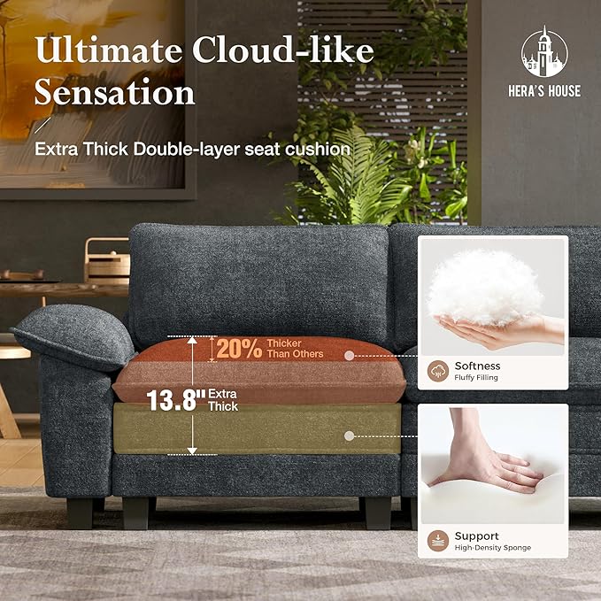 HERA'S HOUSE 124" Modular Sectional Sofa, Oversized L Shaped Couches