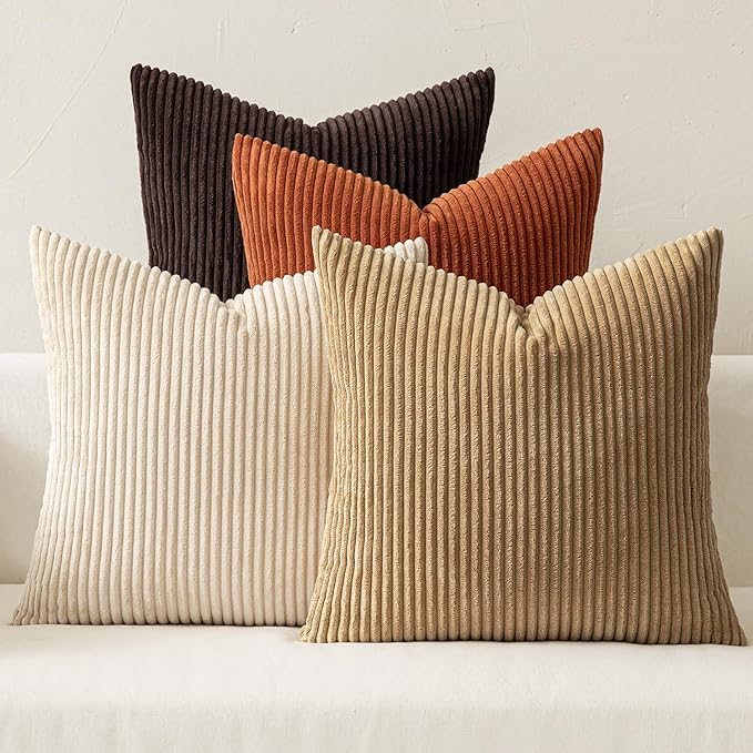 MIULEE Boho Farmhouse Throw Pillow Covers 18x18 Inch Set of 4 Rustic Mordern
