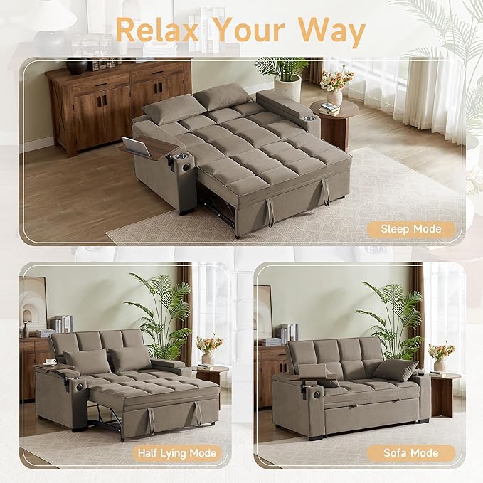 Auvsoce 65'' Chaise Lounge Chair Indoor, 3-in-1 Convertible Sofa Bed