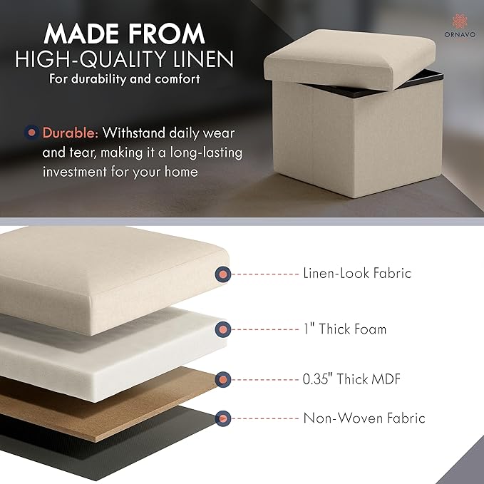 Ornavo Home Small Storage Ottoman,