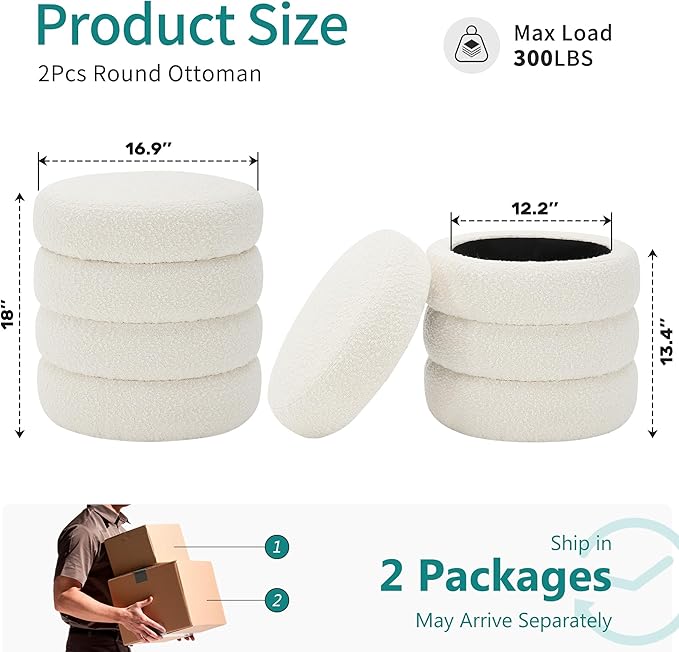 Busaurus Round Ottoman with Storage