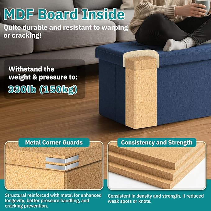 30.5-INCH Storage Ottoman Bench, Footrest