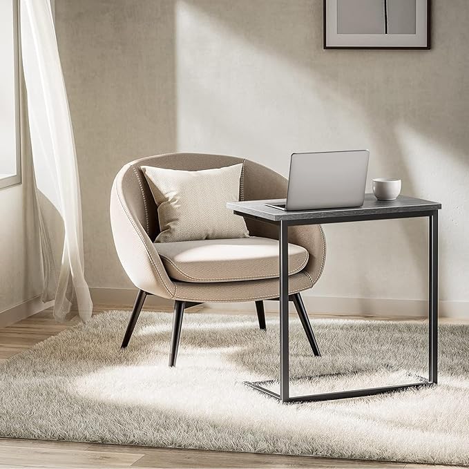 Pipishell C Shaped End Table 27 Inches High, Side Table