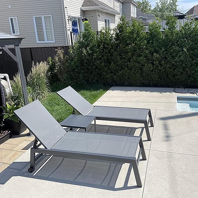 PURPLE LEAF Patio Chaise Lounge Set 4 Pieces Aluminum Outdoor Lounge Chairs