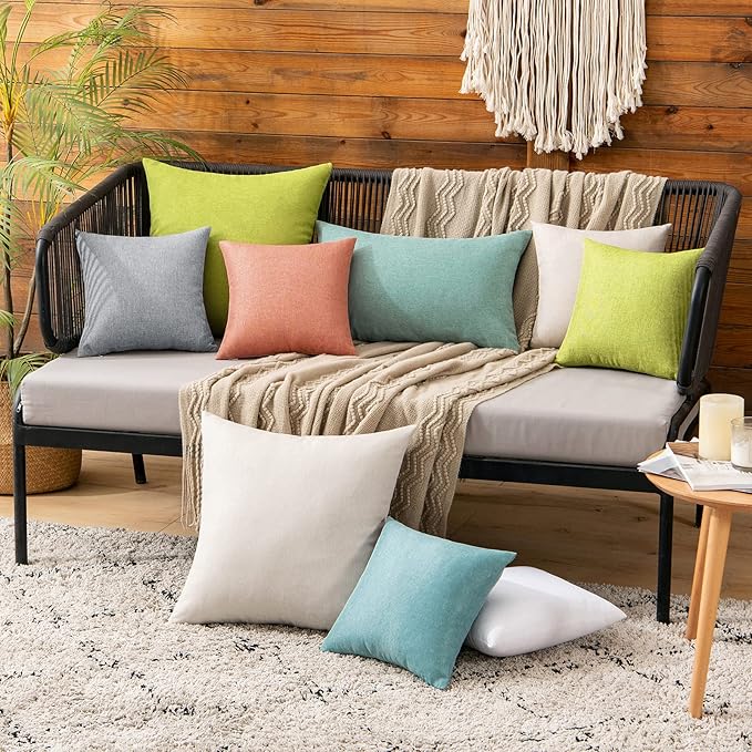 MIULEE Pack of 2 Decorative Outdoor Solid Waterproof Throw Pillow Covers Faux