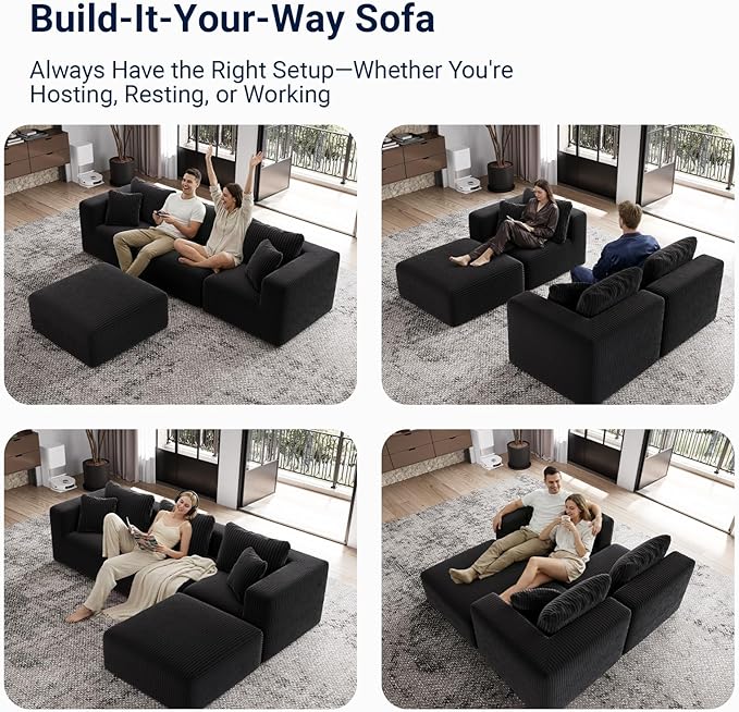 Avenco 141” 6-Seat Modular Sectional Sofa Couch, Individually Wrapped Coil