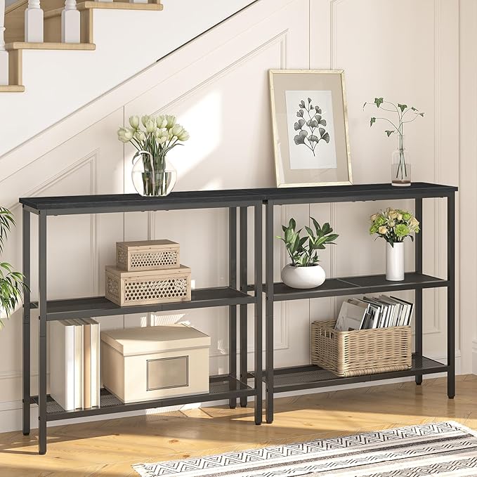 HOOBRO 29.5" Narrow Console Table, 3 Tier Entryway Table