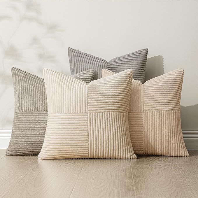 MIULEE Neutral Decorative Throw Pillow Covers 20x20 Inch Set of 4