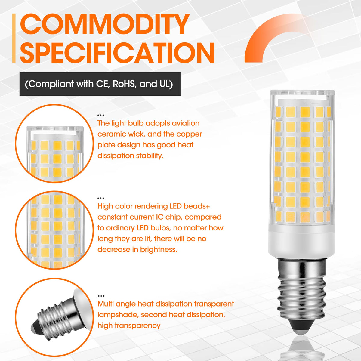 X-Molin E14 LED Refrigerator Light - Bulbs for Sewing Machines, Hood Hoods, Salt Stone lamp, Salt Crystal lamp-E14 Freezer LED Lamp, 500 Lumen AC110V-130V- 2Pack (3000K Warm White)