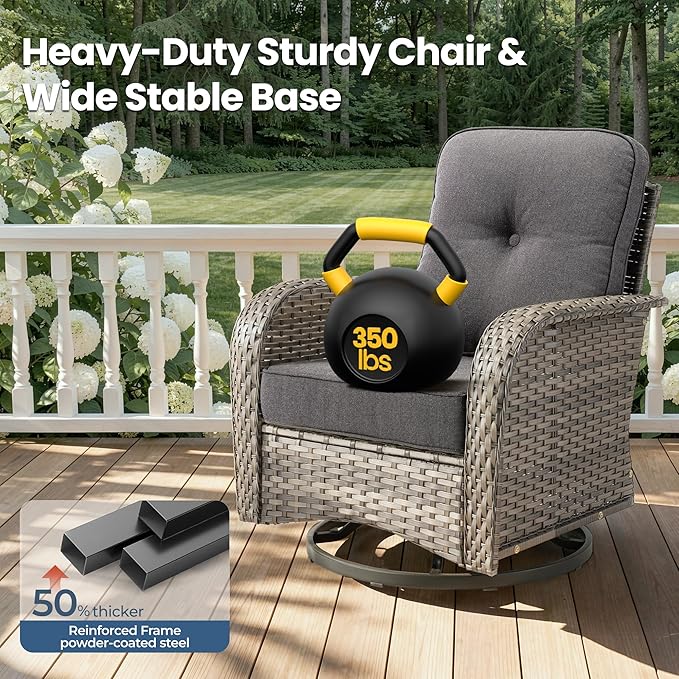 Weaxty 7 Pieces Patio Furniture Set, Wicker Outdoor Swivel Rocking Chairs