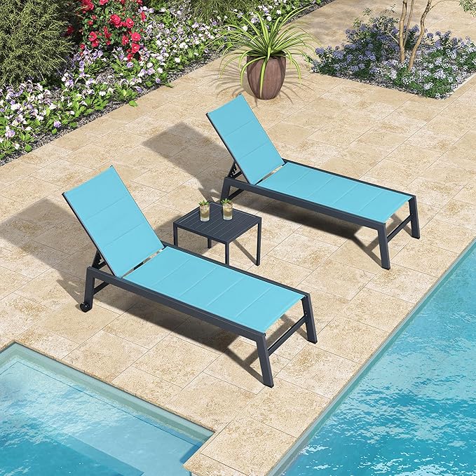 PURPLE LEAF Outdoor Chaise Lounge Set of 4 Aluminum Patio Lounge Chair