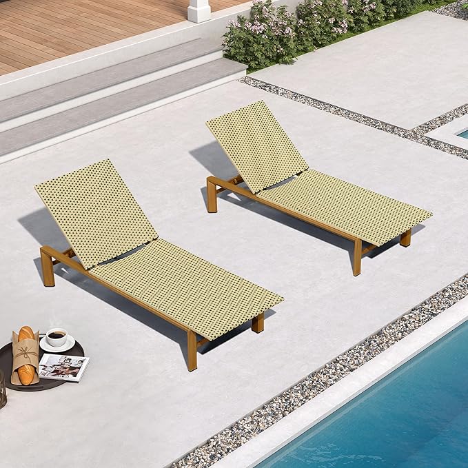 PURPLE LEAF Extra Wide Patio Chaise Lounge Set of 2 Outdoor Lounger French PE