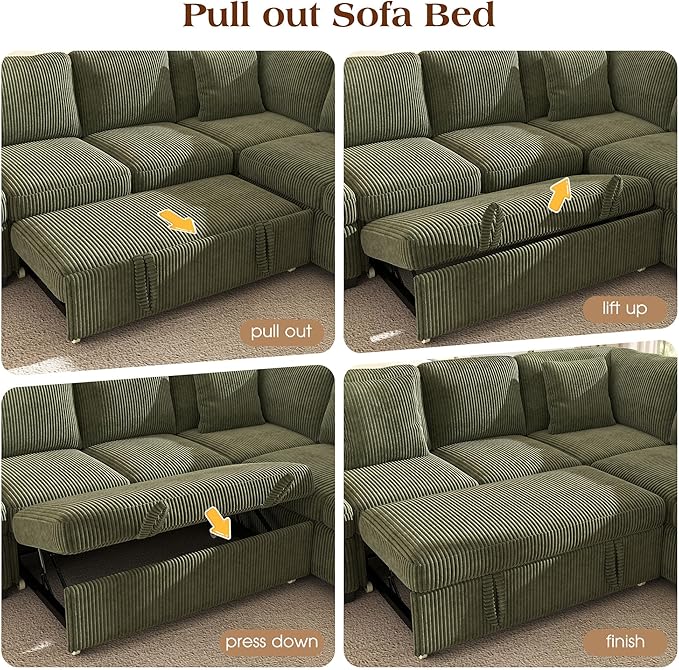 Ihanherry 6-Seater Large Sectional Sofa Bed