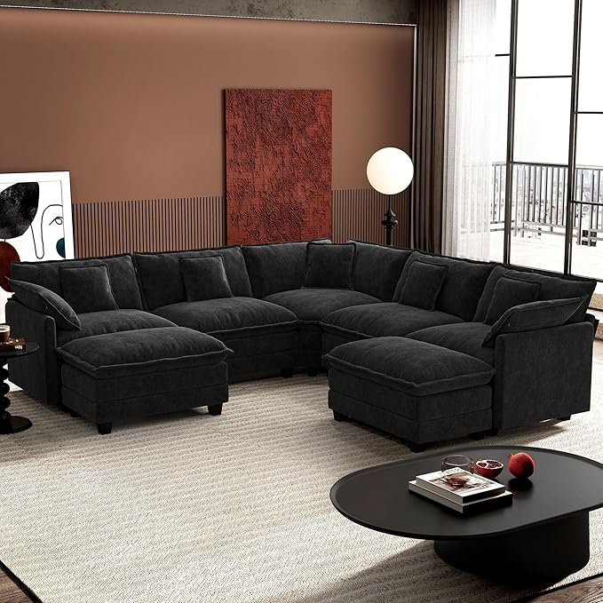 Ihanherry 114" V-Shaped Modern Sofa Modular Sectional Cloud Couch