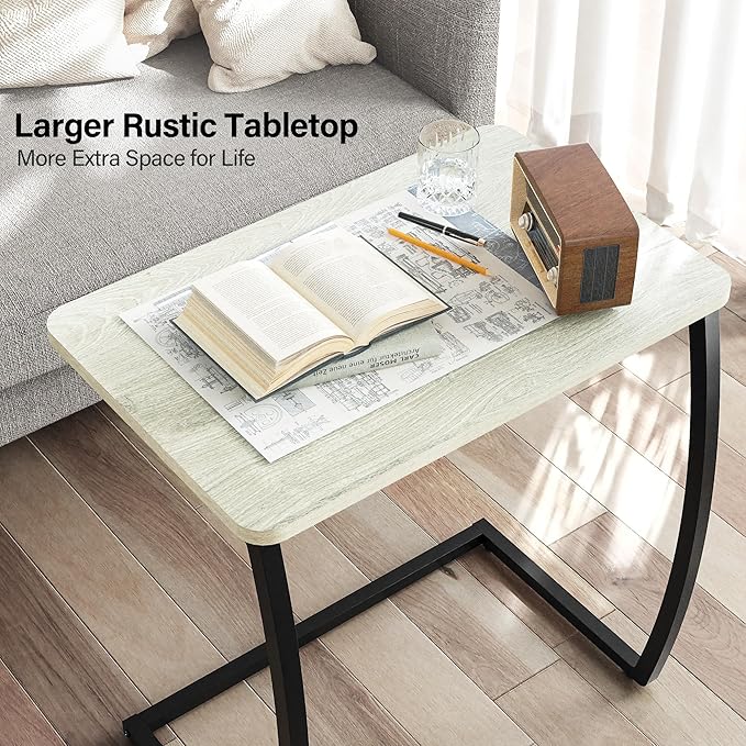 SRIWATANA Side Table, End Table, Vintage C-Shaped Couch Table
