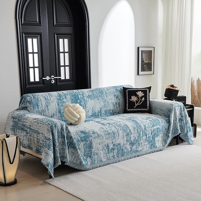 MYSKY HOME Sectional Couch Cover Sage Abstract Geometric Sofa Covers
