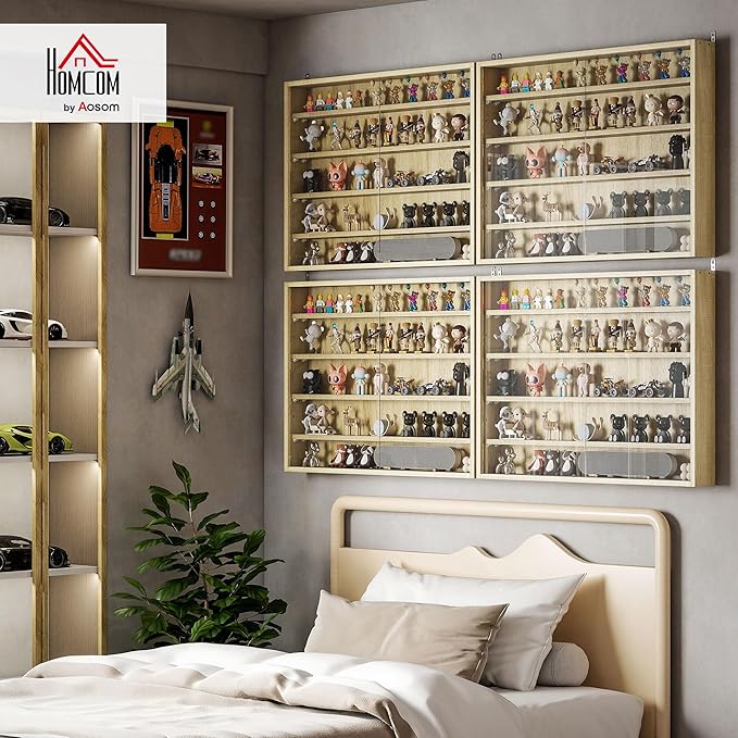 HOMCOM 5-Tier Display Cabinet, Glass Door Cabinet