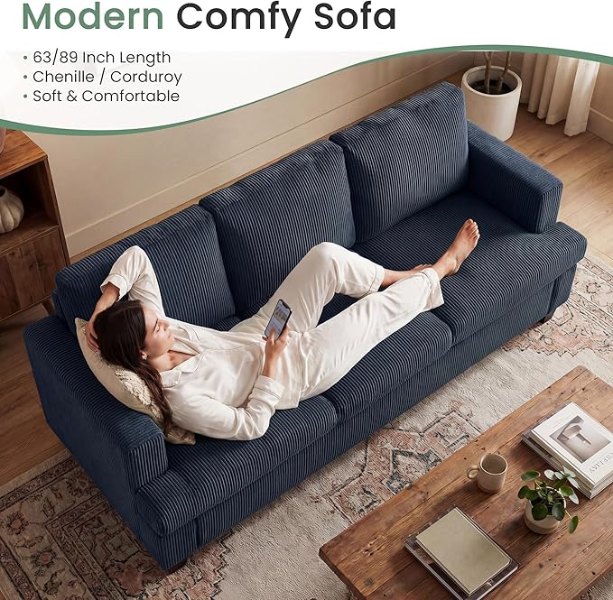 YOUDENOVA Sofa Couch, 3 Piece Set Comfy Sofa, 2 Loveseat & 3 Seater Sofa