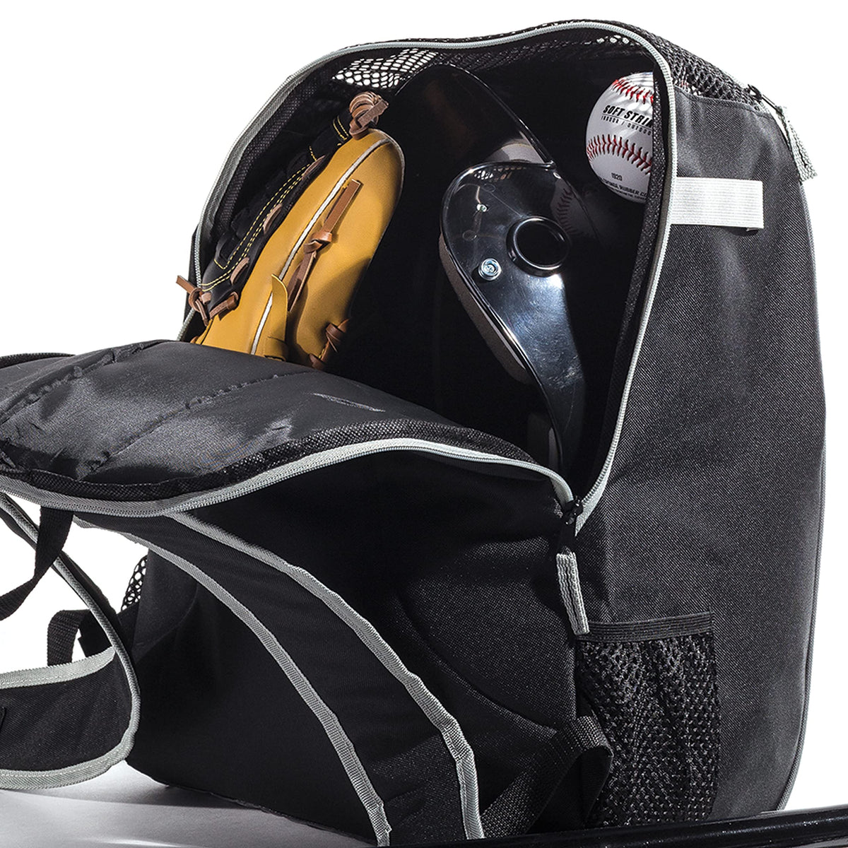 Franklin Sports Kids Baseball Bag - Youth Tball + Baseball Backpack - Boys + Girls Bat Pack - Youth Bat + Equipment Bag - Black/Gray