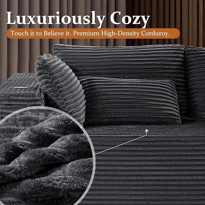 138" Oversized Cloud Sectional Couch, Comfort L Shaped Boneless Couch