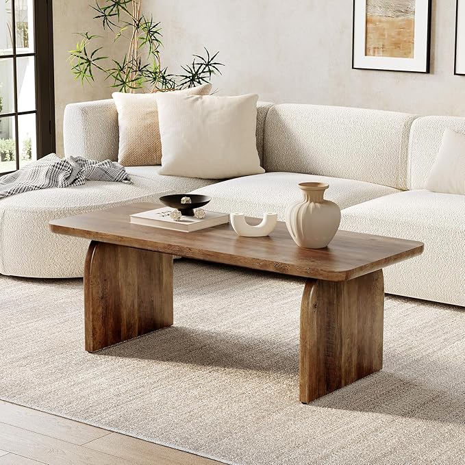 LITTLE TREE Farmhouse Coffee Table, 47 Inches Wooden Center Tables