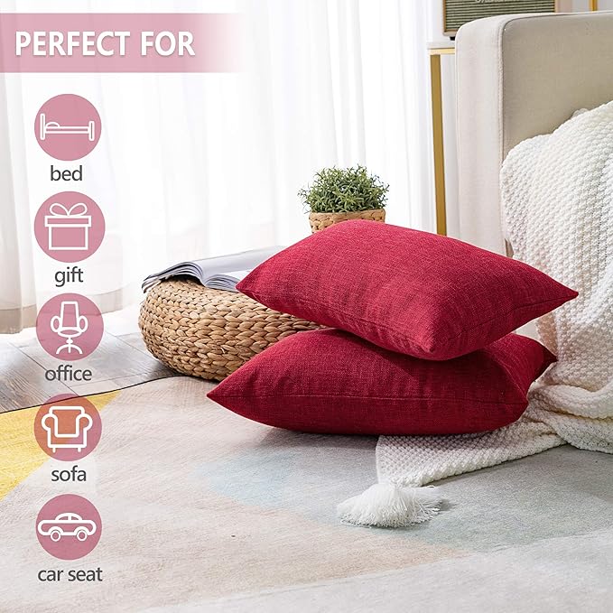 Stellhome Christmas Decorative Rectangle Linen Throw Pillow Covers Solid