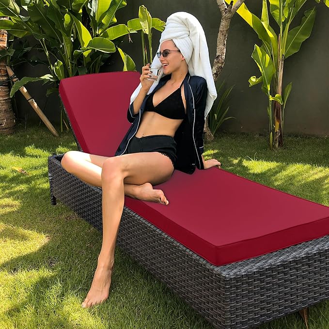 Chaise Lounge Cushion for Outdoor Furniture, Waterproof Fade and Tear Resistant