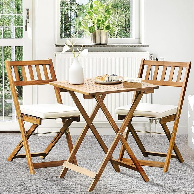 IDZO Heavy Duty 400lbs Capacity Patio Bistro Sets, 3 Piece Outdoor Folding