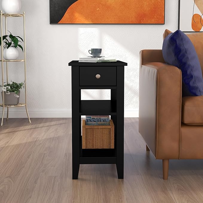 ChooChoo Side Table Living Room Set of 2, Narrow End Table
