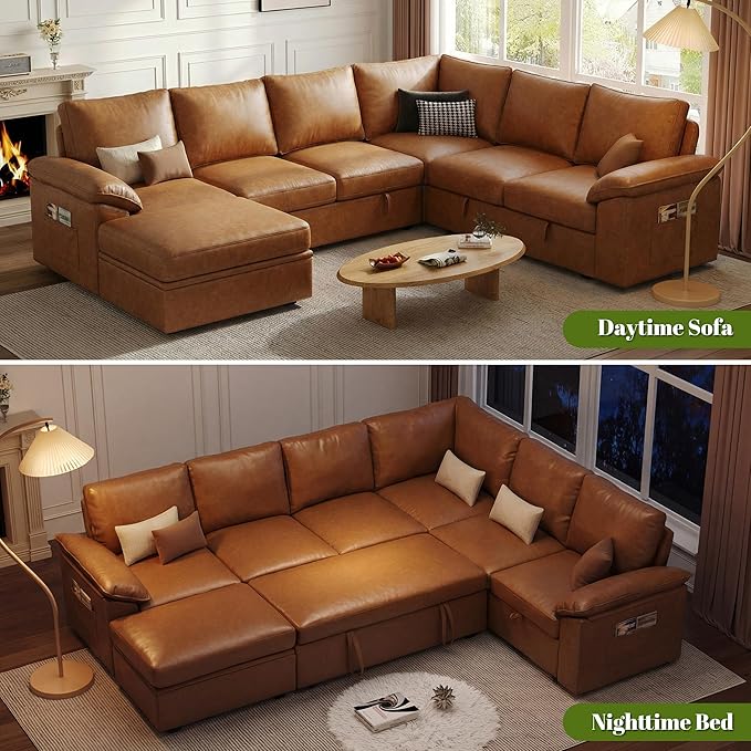 108 Inch Faux Leather Modular Sectional Sofa
