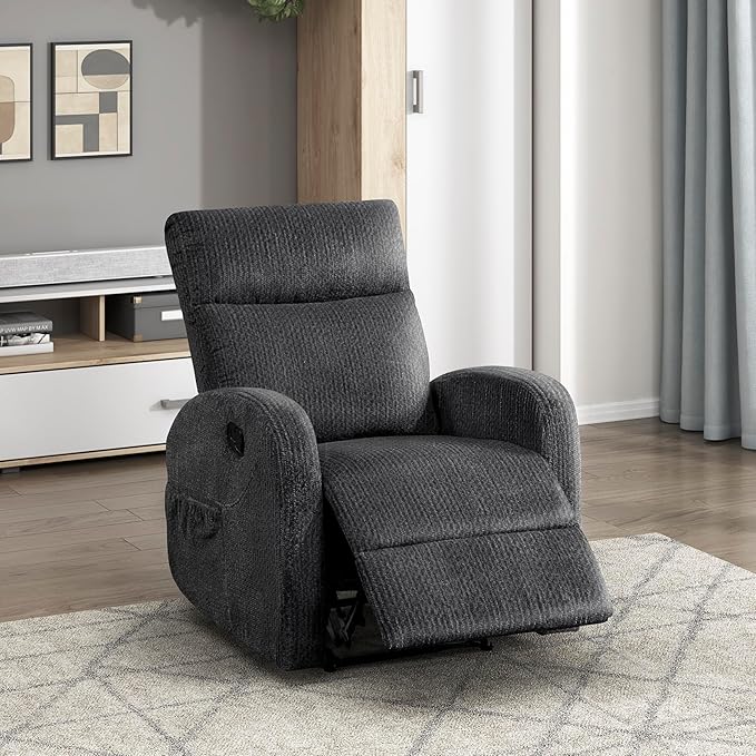 Lexicon Manual Recliner Chair, Textured Microfiber Reclining Chair, Wall Hugger