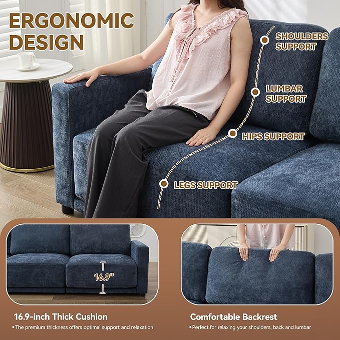 143.8" Modular Sectional Sofa Modern Chenille U Shaped Couch
